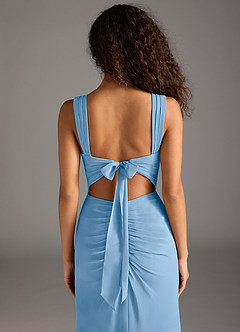 Azazie Jesaphine Jurken voor bruidsmeisjes Jurk van Chiffon met Kolom Boog Poederblauw image6