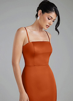 Azazie Tyler Bridesmaid Dresses Burnt Orange Sheath Strapless Stretch Satin Convertible Dress image3