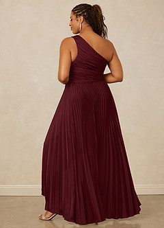 Christian Siriano Bridal for Azazie 1008 Bridesmaid Dresses Cabernet A-Line One Shoulder Stretch Satin Dress image14