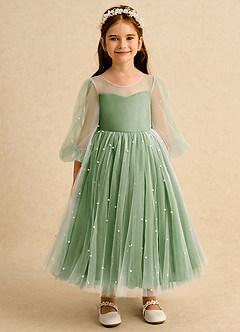 Azazie Trudy Flower Girl Klänningar Klänning Balklänning i Tyll Hjärtformad urringning image6