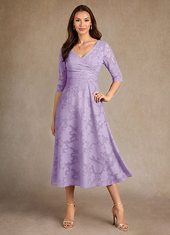 Azazie Durant Kleider für die Brautmutter A-Linie Plissee Blumen-Burnout Kleid Flieder image4