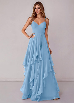 Azazie Zaina Brautjungfernkleider A-Linie Chiffon Kleid Puderblau image1