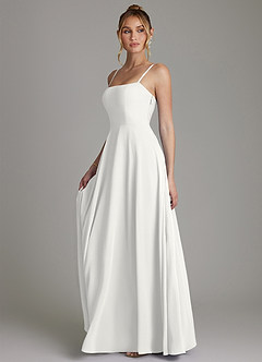 Azazie Elita Bridesmaid Dresses White A-Line Pleated Chiffon Dress image5