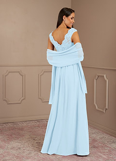 Azazie Amethyst Mother of the Bride Dresses Sky Blue A-Line V-Neck Sequins Chiffon Dress image2