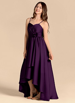 Azazie Catalina Junior Grape A-Line Sweetheart Neckline Stretch Satin Dress image7