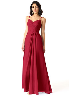 Azazie Aubrielle Final Sale Desert Rose A-Line Pleated Chiffon Dress image3