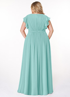 Azazie Daphne Modest Bridesmaid Dresses A-Line Ruffled Chiffon Floor-Length Dress image2