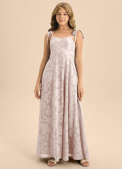 Azazie Rosey Junior Blushing Pink A-Line Sweetheart Neckline Floral Burnout Dress image3