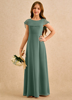 Azazie Kittie Girls Formal Flower Girl Dresses Eucalyptus A-Line Chiffon Dress image5