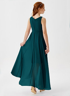 Azazie Lizette Junior Pine A-Line Pleated Chiffon Dress image2