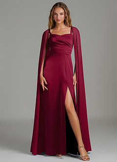 Azazie Niveah Bridesmaid Dresses Burgundy A-Line Strapless Stretch Satin Convertible Dress image3