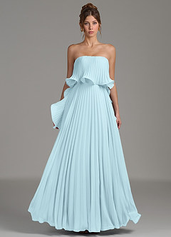 Azazie Alexia Bridesmaid Dresses Cloud Blue A-Line Ruched Chiffon Dress image4
