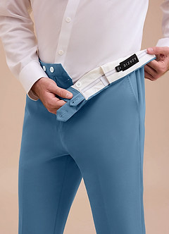 front Ethan Steel Blue Refined Weave Performance Dress Pants