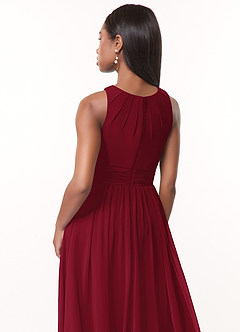 Azazie Harper Bridesmaid Dresses Burgundy A-Line Pleated Chiffon Dress image4