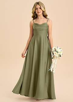 Azazie Bear Junior Pistachio A-Line Sweetheart Neckline Stretch Satin Dress image3