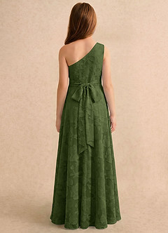 Azazie Pudles Girls Formal Flower Girl Klänningar Klänning A-linje i Blommig Utbrändhet One-shoulder image2