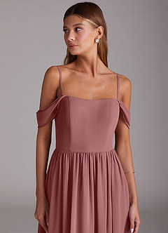 Azazie Calianna Bridesmaid Dresses Desert Rose A-Line Off the Shoulder Chiffon Convertible Dress image7