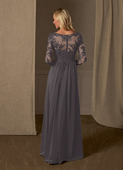 Azazie Hayek Mother of the Bride Dresses A-Line V-Neck Lace Chiffon Floor-Length Dress image2