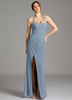 Azazie Serenity Bridesmaid Dresses Dusty Blue Mermaid Sweetheart Neckline Chiffon Dress image1