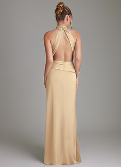 Azazie Gracelynn Vestidos de damas de honor Vestido de Champán de Satén Elástico de Corte Recto con Plisado image8