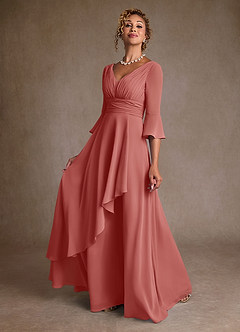 Azazie Eire Abiti per la Madre della Sposa Abito A-Line in Chiffon Plissettato Rosa Antica image3