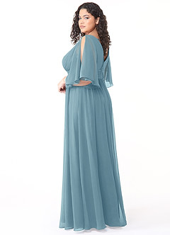 Azazie Temeka Bridesmaid Dresses Moody Blue A-Line Ruched Chiffon Dress image10