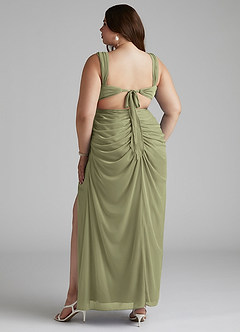 Azazie Jesaphine Bridesmaid Dresses Pistachio Sheath Ruched Mesh Dress image10