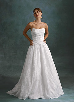 Azazie Nadine Wedding Dresses Diamond White A-Line Strapless Floral Burnout Dress image5