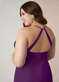 Azazie Becca Bridesmaid Dresses Grape Sheath V-Neck Chiffon Dress image11