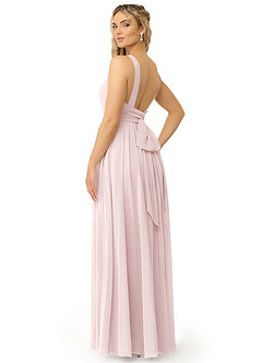 Azazie Kora Bridesmaid Dresses Blushing Pink A-Line Pleated Chiffon Dress image3