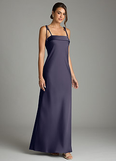 Azazie Ellia Bridesmaid Dresses Stormy Sheath Bow Stretch Satin Dress image3