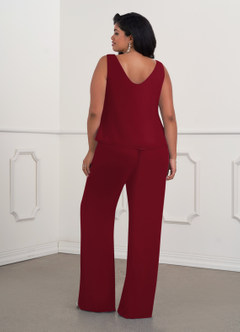Azazie Maura Mother of the Bride Dresses Burgundy Jumpsuit/Pantsuit Sequins Chiffon Dress image11