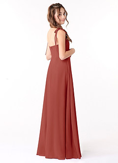 Azazie Rosey Junior Terracotta A-Line Sweetheart Neckline Chiffon Dress image4