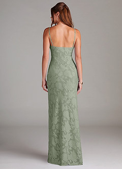 Azazie Tianna Bridesmaid Dresses Agave Sheath Lace Floral Burnout Dress image2