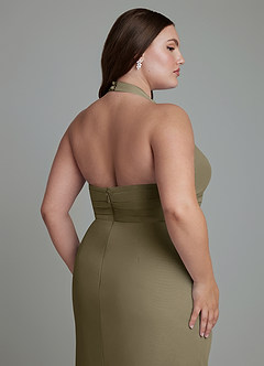 Azazie Jemma Bridesmaid Dresses Willow Green Sheath Pleated Chiffon Dress image8