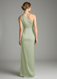 Azazie Emorie Bridesmaid Dresses Dusty Sage Sheath One Shoulder Stretch Satin Dress image6