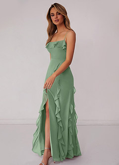 Barbie ♥ Azazie Bridesmaid Dresses Matcha Sheath Bow Chiffon Dress image5
