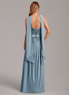 Azazie Cadence Bridesmaid Dresses Dusty Blue A-Line Corset Stretch Satin Convertible Dress image4