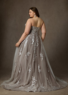 Azazie Keri Robes de mariée Robe Princesse en Dentelle Sans bretelles Blanc Diamant Moka image12