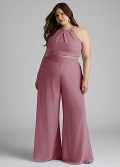 Azazie Kenzi Bridesmaid Dresses Vintage Mauve Pleated Chiffon Jumpsuit image8