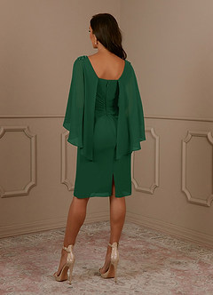 Azazie Mirra Mother of the Bride Dresses Dark Green Sheath Scoop Pleated Chiffon Dress image7