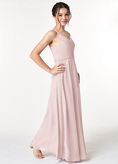 Azazie Janine Junior Blushing Pink A-Line Chiffon Dress image3