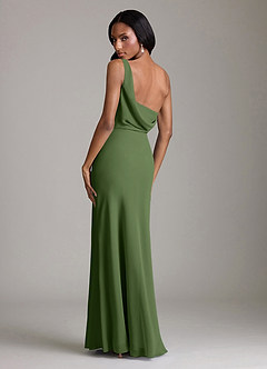 Azazie Madelyn Bridesmaid Dresses Olive Mermaid One Shoulder Chiffon Convertible Dress image10