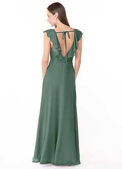 Azazie Yoko Bridesmaid Dresses Eucalyptus A-Line Ruched Chiffon Dress image2
