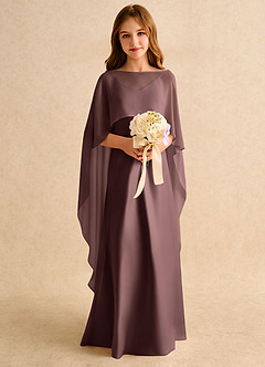 Azazie Fishie Girls Formal Flower Girl Dresses Espresso A-Line Matte Satin Dress image3