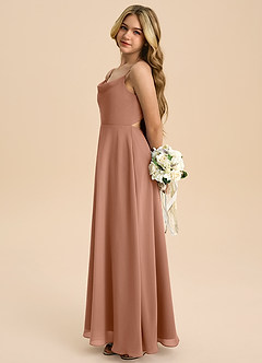 Azazie Shale Junior Bronzer A-Line Bow Chiffon Dress image2