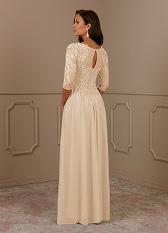 Azazie Harriet Mother of the Bride Dresses Champagne A-Line Scoop lace Mesh Dress image4