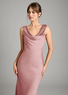Azazie Rylina Bridesmaid Dresses Dusty Rose Mermaid Stretch Satin Dress image3