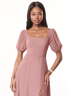 Azazie Alani Bridesmaid Dresses Dusty Rose A-Line Square Neckline Chiffon Dress image5