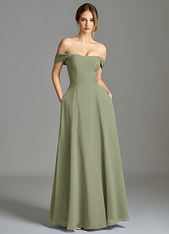 Azazie Oasis Bridesmaid Dresses Pistachio A-Line with Pockets Chiffon Dress image2